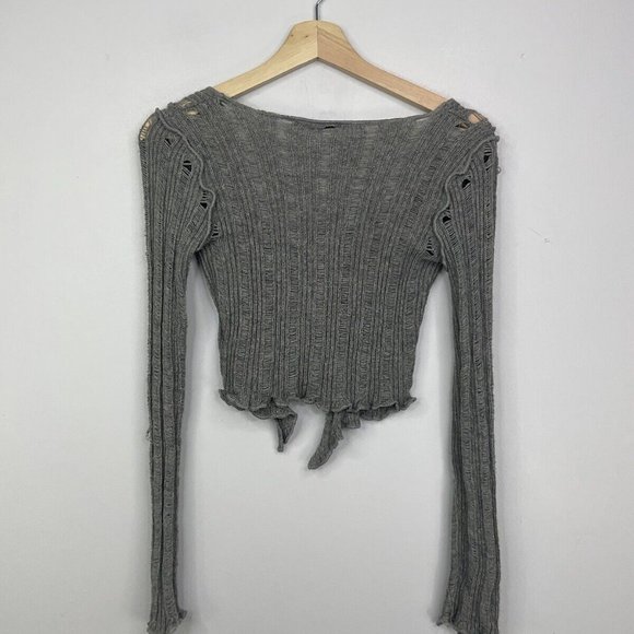 Urban Outfitters Knit Top Size Small Grey Cropped BNWT - Picture 4 of 6